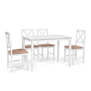 Обеденная группа на кухню Хадсон (стол + 4 стула) id 13693 pure white (белый 2-1) арт.13693 в Саранске
